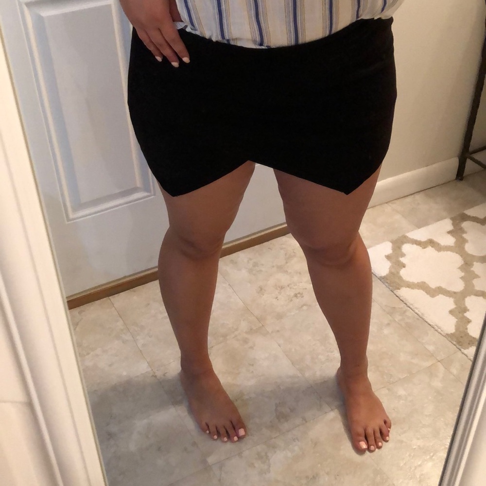 Black Suede Cut Out Skort